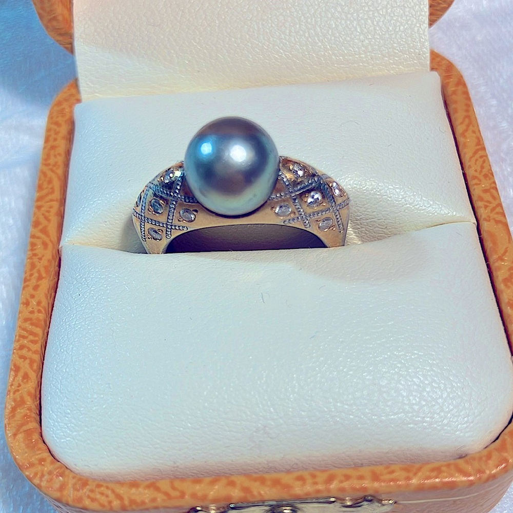 Zoltan David South Sea Pearl+Diamond Rose Gold Ring